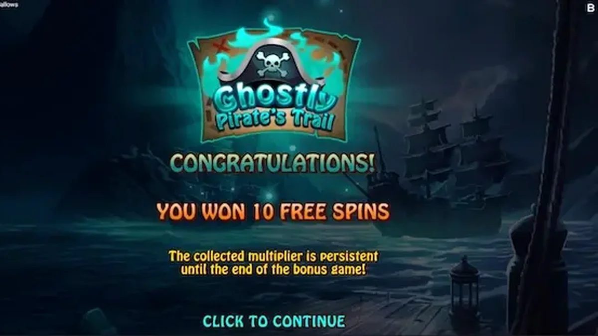 Tampilan visual slot Ghostly Hallows dengan tema kapal hantu dan bajak laut kerangka.